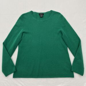 Lord & Taylor Sweater Womens XL Green 100% Cashmere Crewneck Pullover Soft Warm
